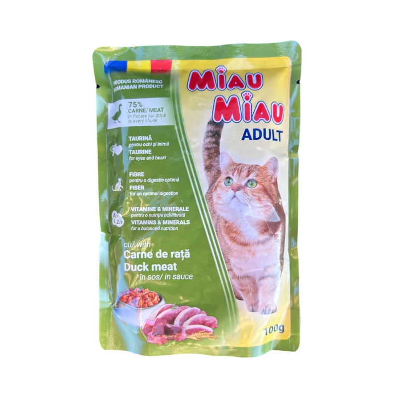 Kacsahúsos nedves macskaeledel felnőtt cicáknak 100g